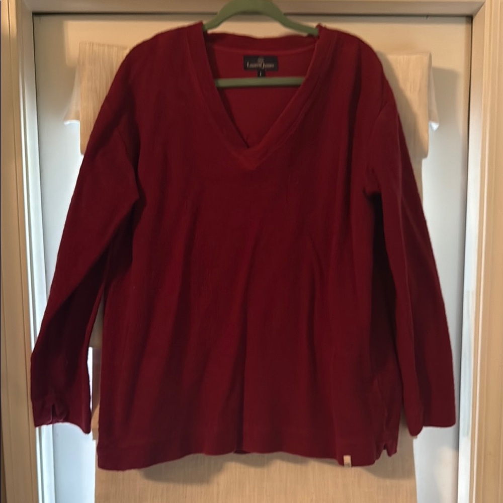 Lauren James Deep Red V-Neck Pullover